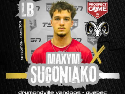CFC Prospect Game Spotlight: Drummondville Vandoos LB Sugoniako bringing the hammer to Hamilton