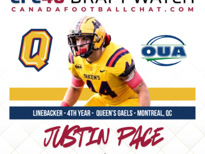 CFC40 Draft Watch: LB Justin Pace (Queen’s)