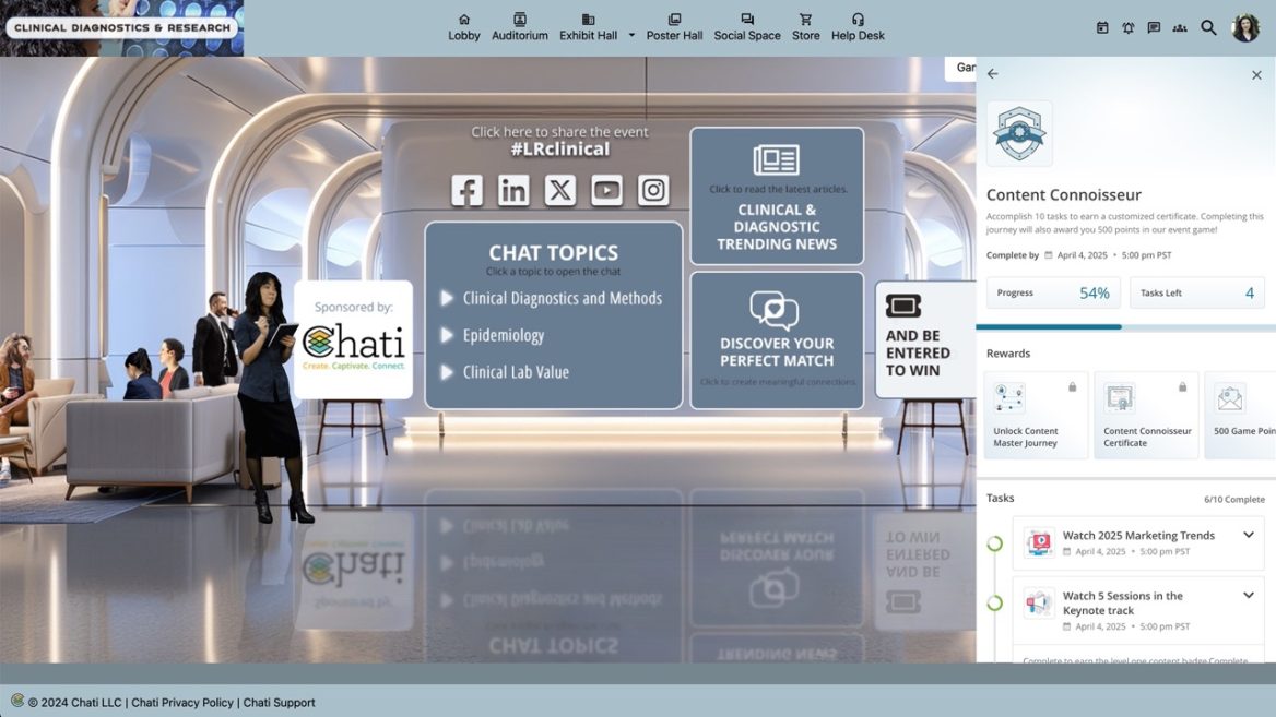 Screenshot of a Chati User Journey showing progress, tasks and rewards