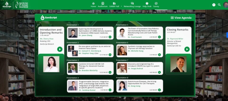 Genscript virtual event auditorium from their Chati hosted event.