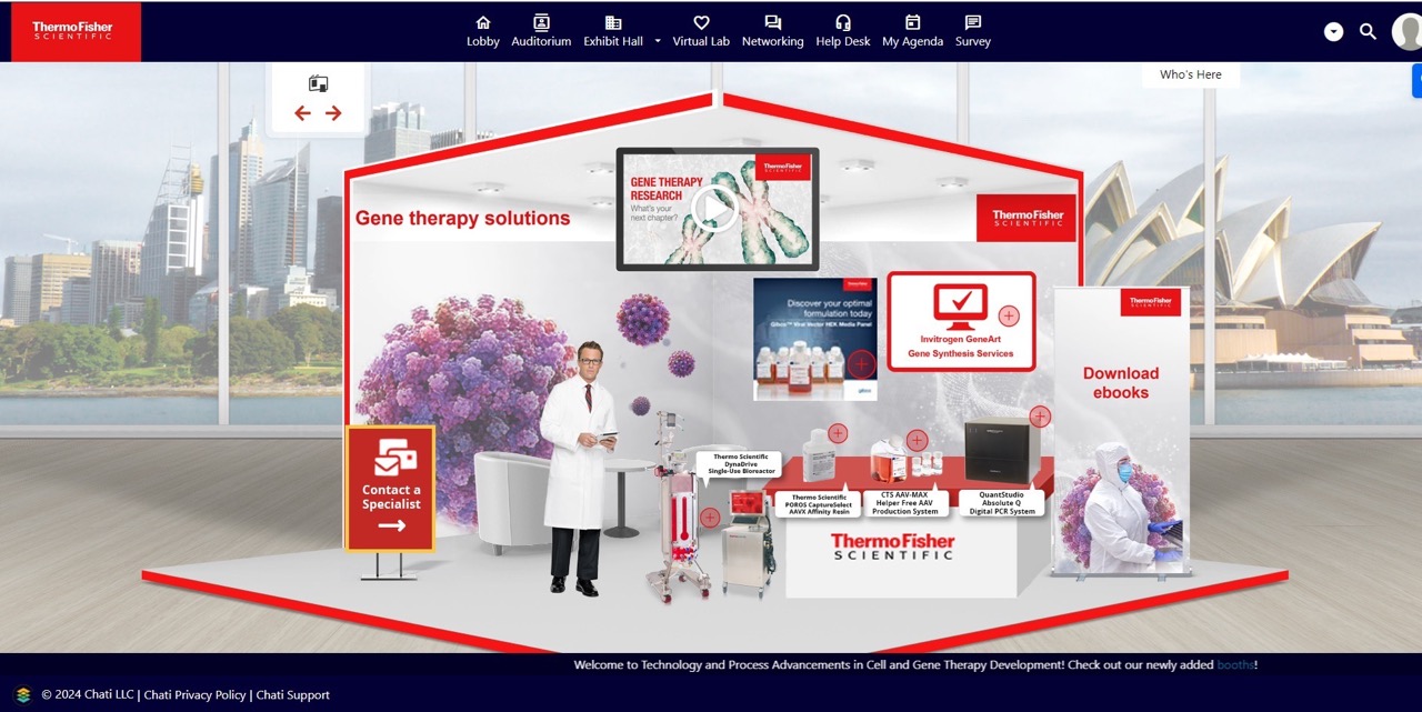 Thermo Fisher Scientific virtual event booth from a Labroots event