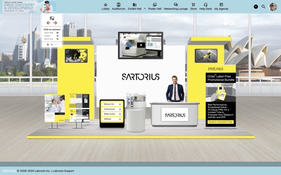 Sartorius virtual event booth from a Labroots event.