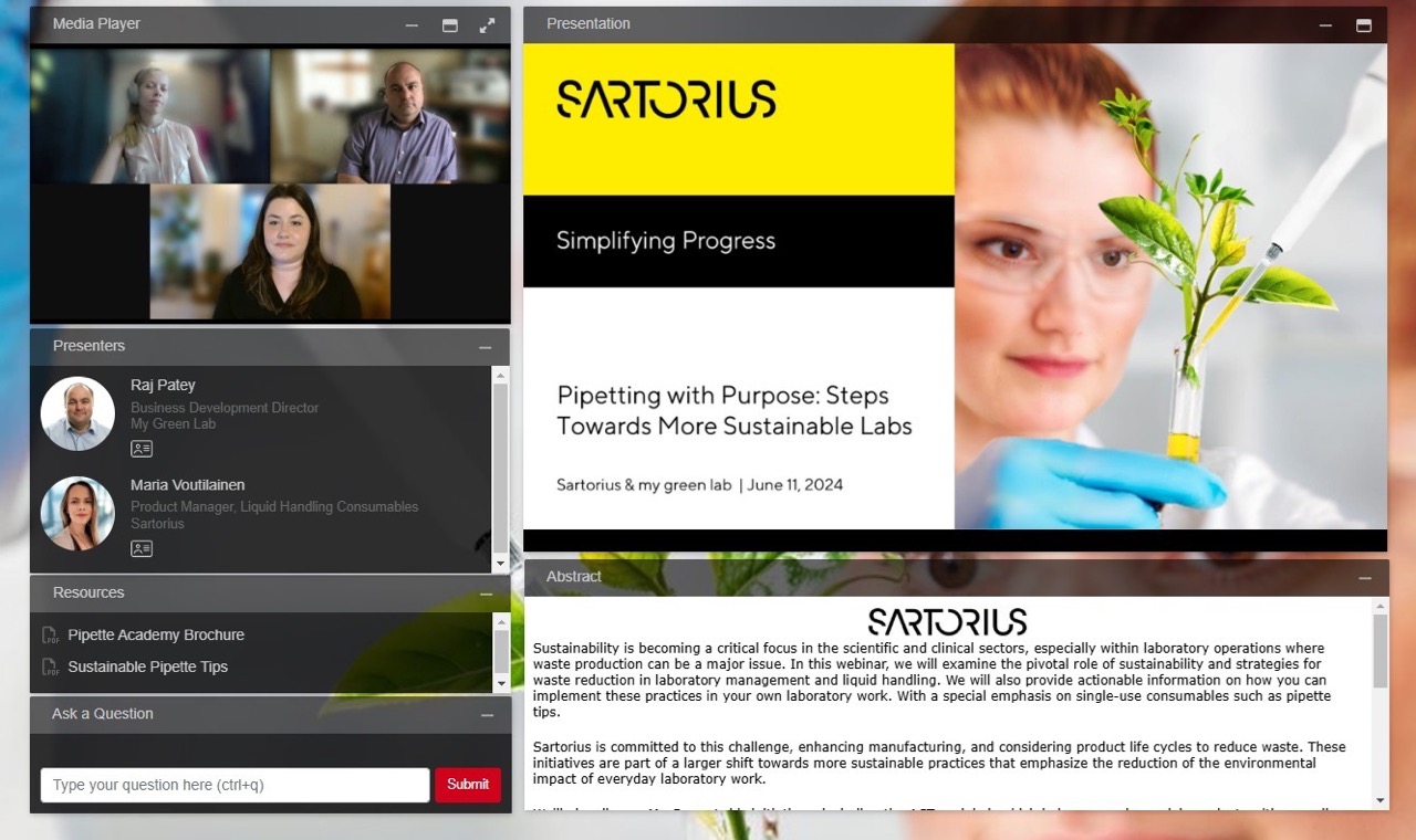 Sartorious Webinar screenshot