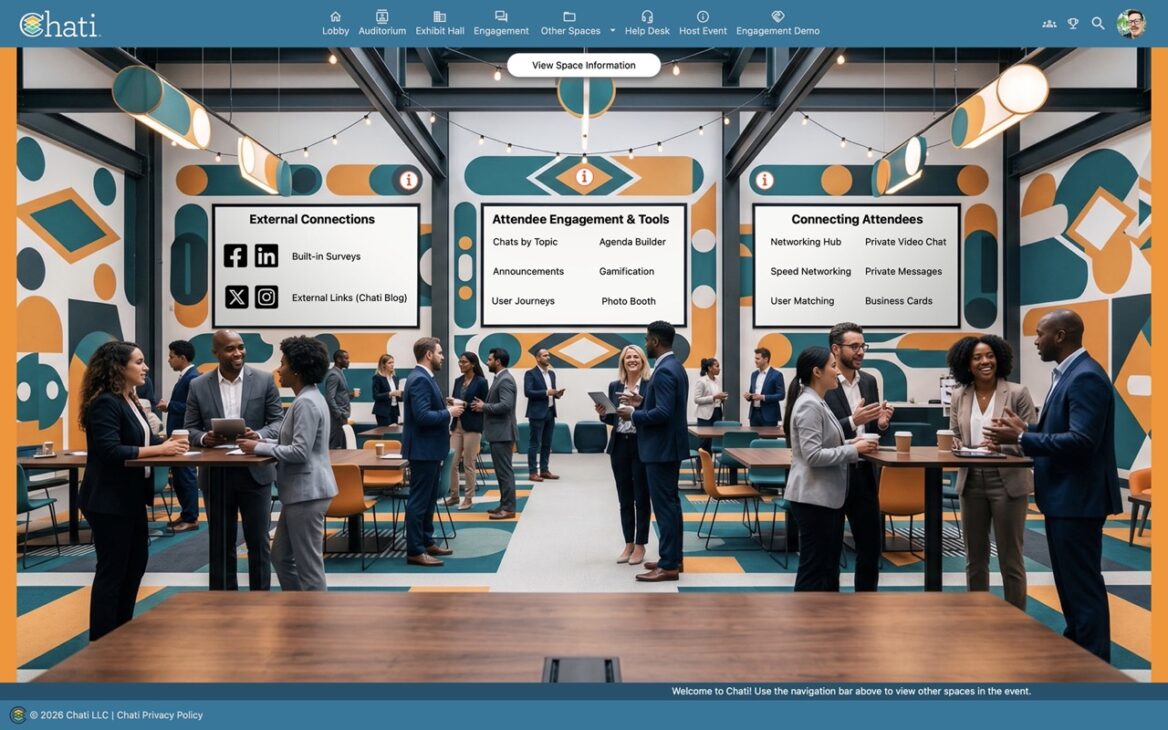 Screenshot of the Chati self guided Demo Event Engagement Space