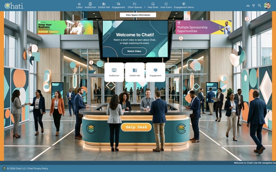 Screenshot of the Chati self guided Demo Event Lobby