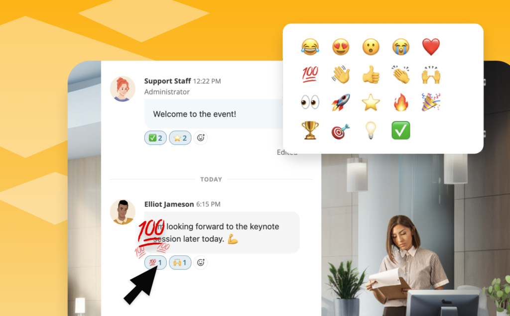 Chat reactions in a Chati event