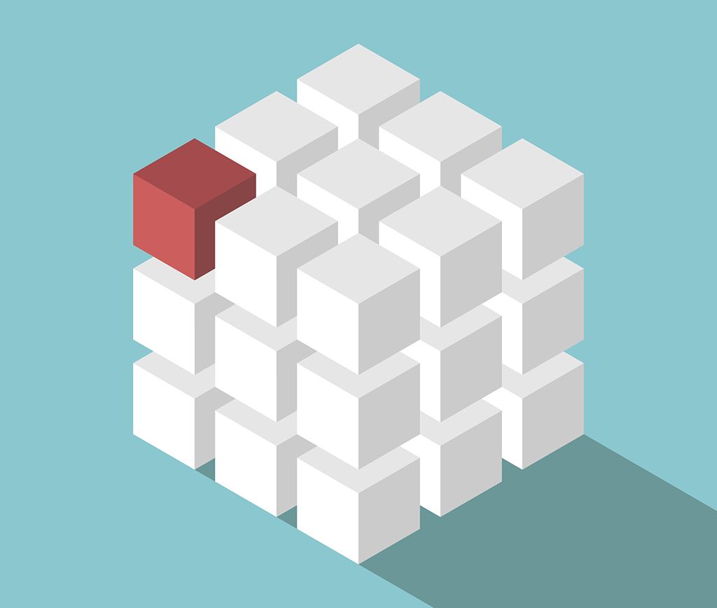 Microservices Architecture One piece of a Rubik's Cube is highlighted, showing the importance of microservices on a larger scale.