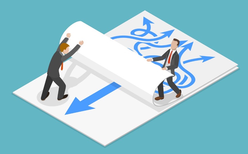 XaaS Service Two business men try to find the right direction to take and XaaS makes it easy
