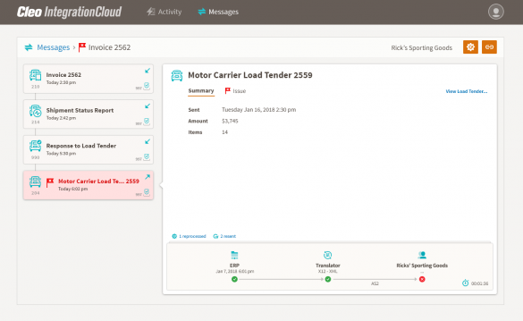 Cleo Integration Cloud - Integration Flows, Messages