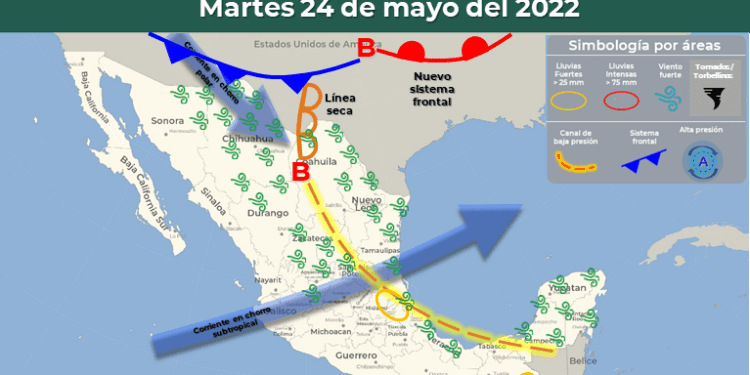 Intervalos de chubascos en Quintana Roo