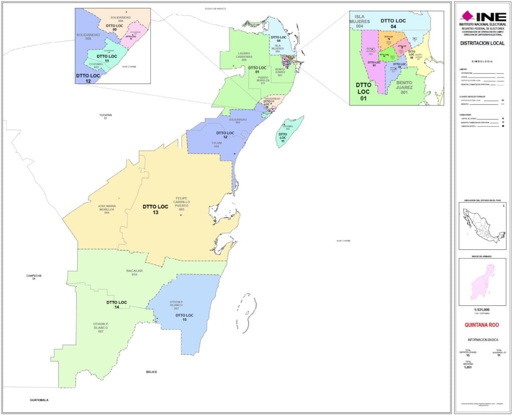 Oficializa INE la redistritación electoral de Quintana Roo