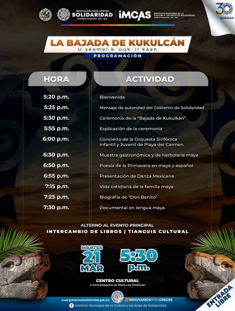 Gobierno de Solidaridad invita a la ceremonia “Bajada de Kukulcán”