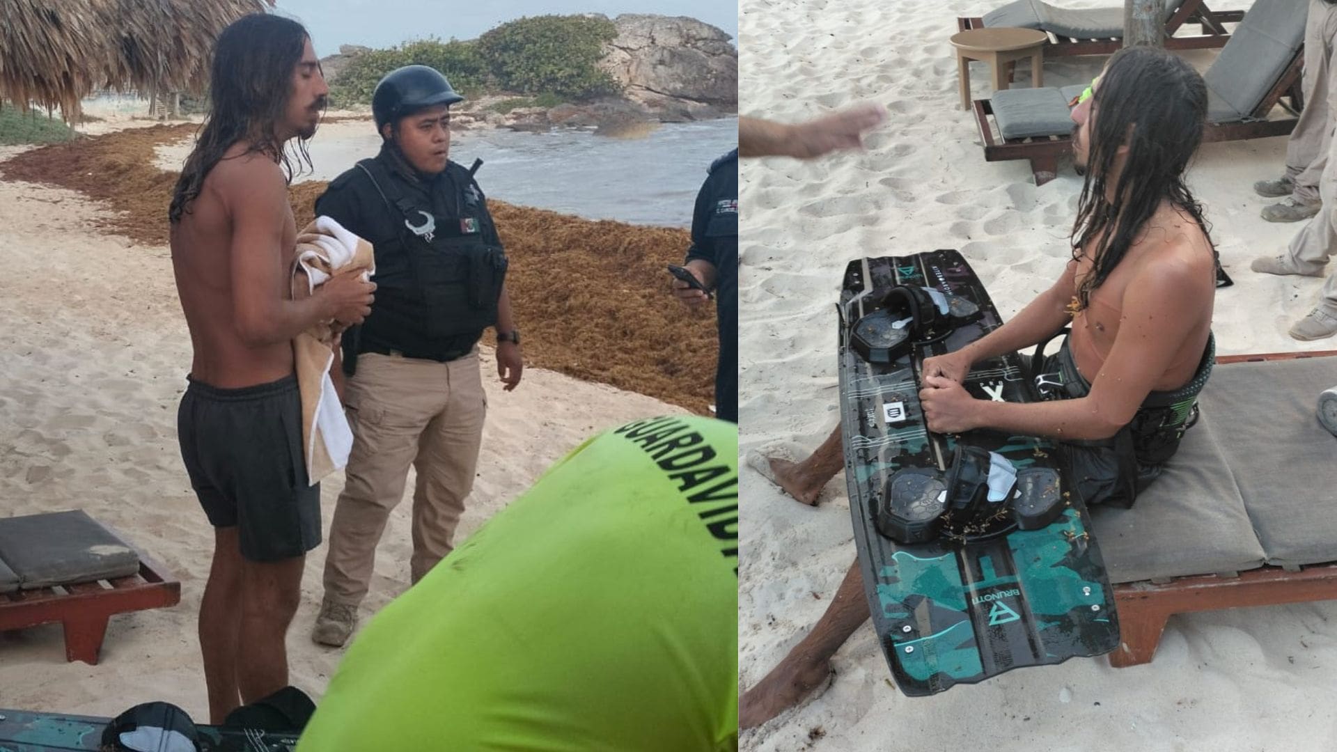 Rescatan a surfista en Tulum