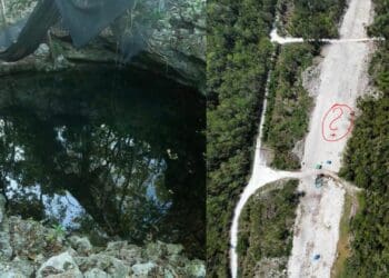 Por trabajos del Tren Maya, tapan cenote milenario con piedras