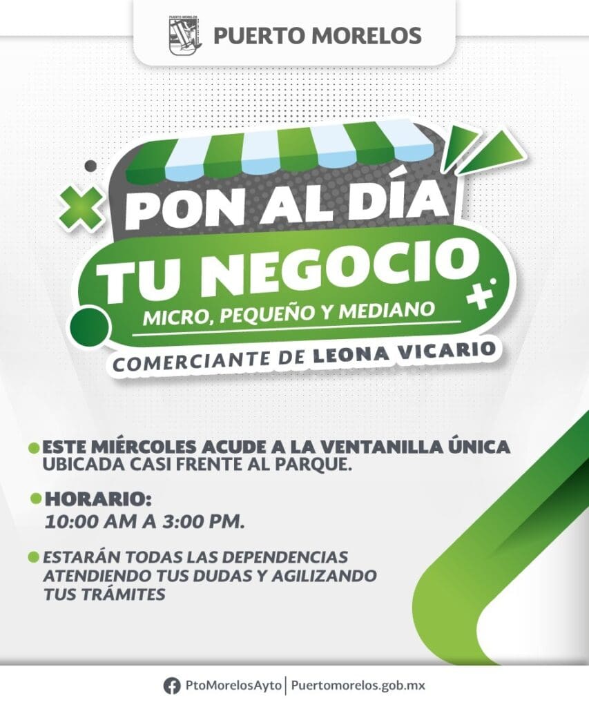 Anuncia gobierno de Blanca Merari Jornada de “Pon al día tu negocio” en Leona Vicario