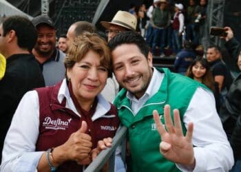 Asiste Renán Sánchez al cierre de campaña de Delfina Gómez, en el que Morena, el Partido Verde y el PT, dieron una demostración de unidad nacional y fortaleza