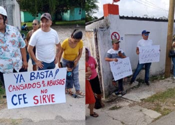 Toman habitantes de Bacalar oficinas de la CFE, en protesta por constantes apagones