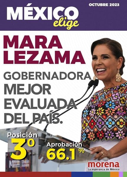 Mara Lezama, la mejor gobernadora de México con un 66.1% de aprobación según México Elige
