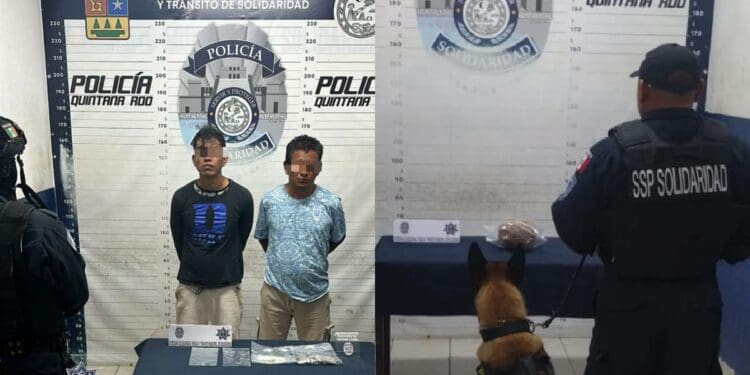 Policía Municipal de solidaridad aseguró a dos sujetos con más de 20 envoltorios, y en otro hecho un paquete con posibles drogas