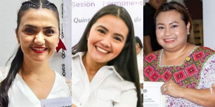 Entregan constancias de diputadas electas a "Tepy" Gutiérrez, María José Osorio y Silvia Dzul.