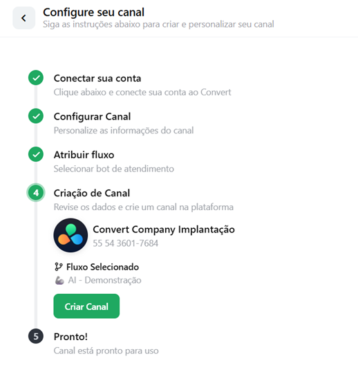 Finaliza a Criação do Canal