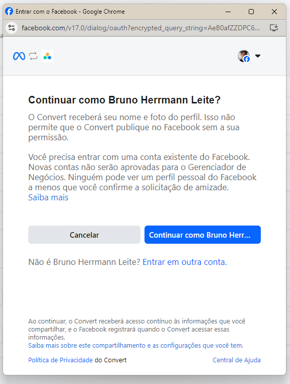 Conecte com a sua conta