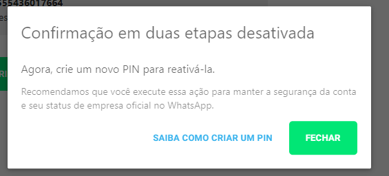 Confirmação desativada