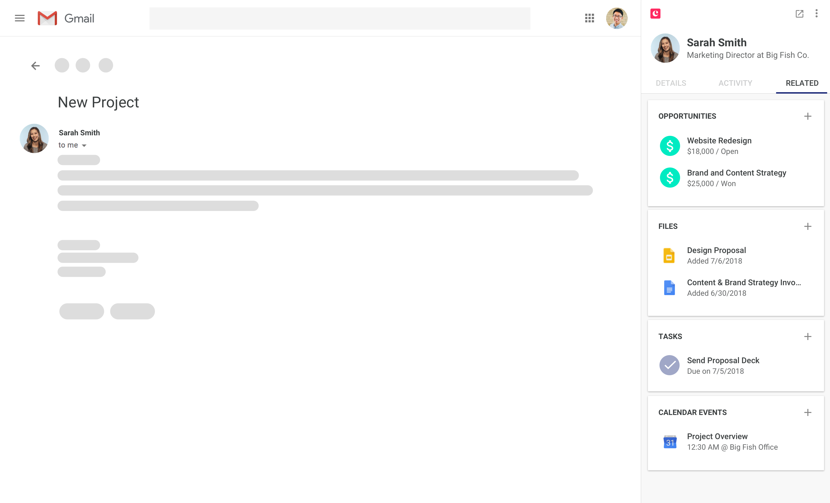Gmail Detail Contact Related