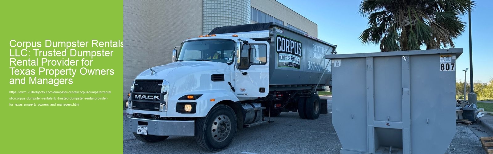 Corpus Dumpster Rentals LLC Supports Projects with Dumpster Rentals in Texas