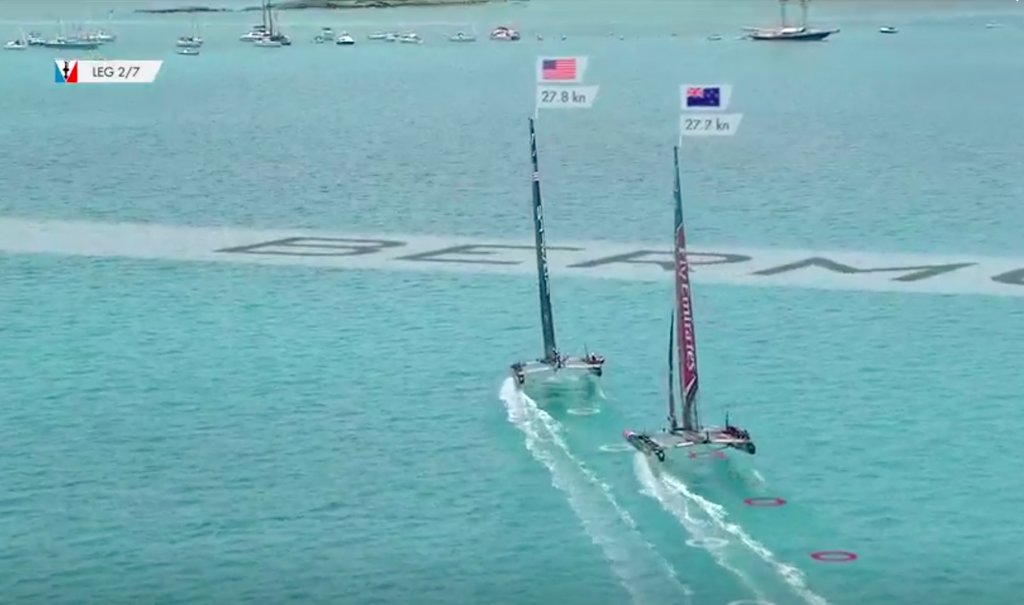 USA leads NZL on leg 2 of Race 9 - 2017 America's Cup Match