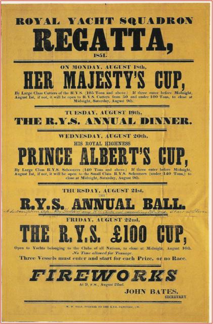 Royal Yacht Squadron Regatta, the origin of the America's Cup