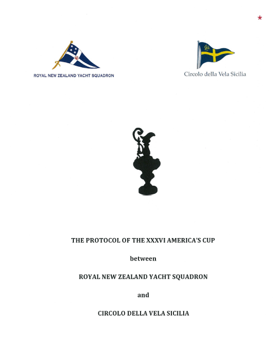 Protocol for the 2021 America's Cup in Auckland