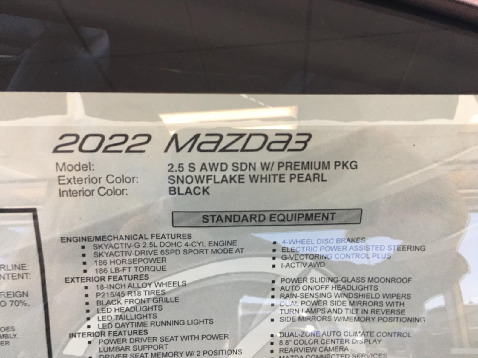 New 2022 Mazda3 Premium AWD