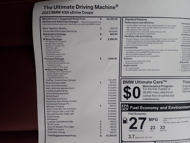 New 2023 Black Sapphire Metallic BMW 430i xDrive image 57