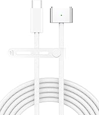 USB C to Magnetic 3 Charger Cable for MacBook Air 13.6 15 inch Mac Pro 14 16 M5 M4 M3 M2 M1 2026 2025 2024 2023 2022 2021, Braided Cord & LED, Powerful Magnetic, Super Durable, Original Quality 6.6ft