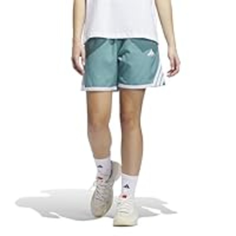 adidas Women's CrazyLite Basketball Shorts, Powder Teal/White, Medium/Tall