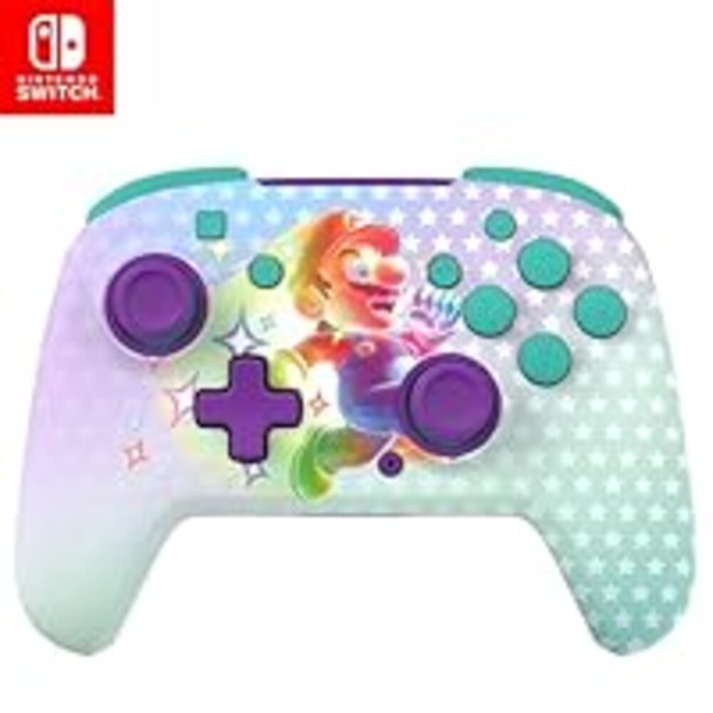 Turtle Beach Rematch Wireless Controller Officially Licensed for Nintendo Switch, Switch Lite/OLED, Works w/Nintendo Switch 2, Glows in the Dark, Rechargeable Battery - Invincible Mario Purple/Teal