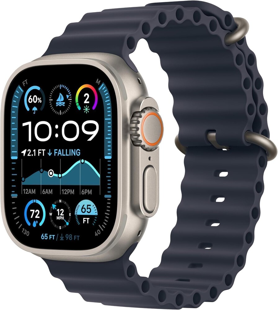 Apple Watch Ultra 2 [GPS + Cellular, 49mm] - Titanium Case with Blue Ocean Band, One Size (Renewed Premium)