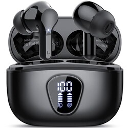 Wireless Earbuds, Bluetooth 5.4 Headphones HiFi Stereo, Bluetooth Earbuds with ENC Noise Cancelling Mic, IP7 Waterproof in Ear Earphones, 48H, LED Display Ear buds for Pad Phones Workout Sports, Black