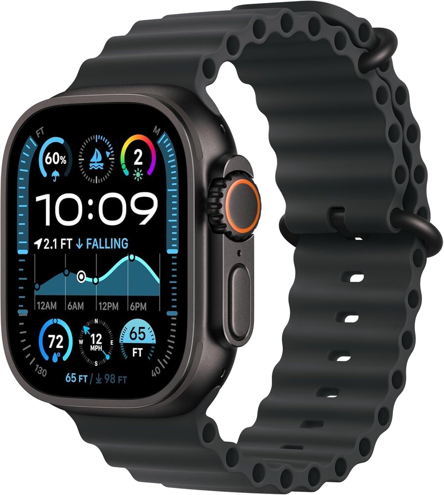 Apple Watch Ultra 2 (GPS + Cellular, 49MM) - Black Titanium Case with Black Ocean Band (Renewed)