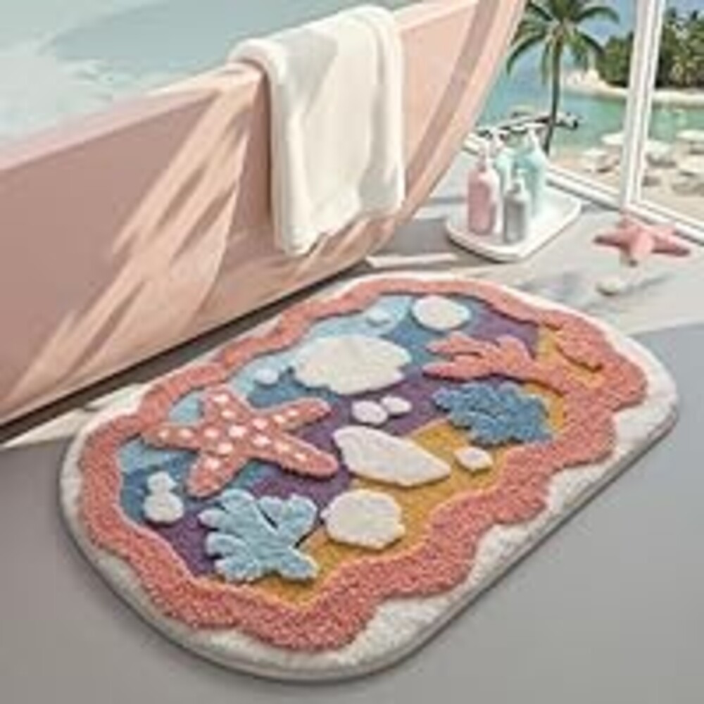 LUMI Bath mats for Bathroom, Non Slip Absorbent Soft Bath Mat, Washable Low Profile Bathroom Rug, Ideal for Shower, Tub, 16"x24"