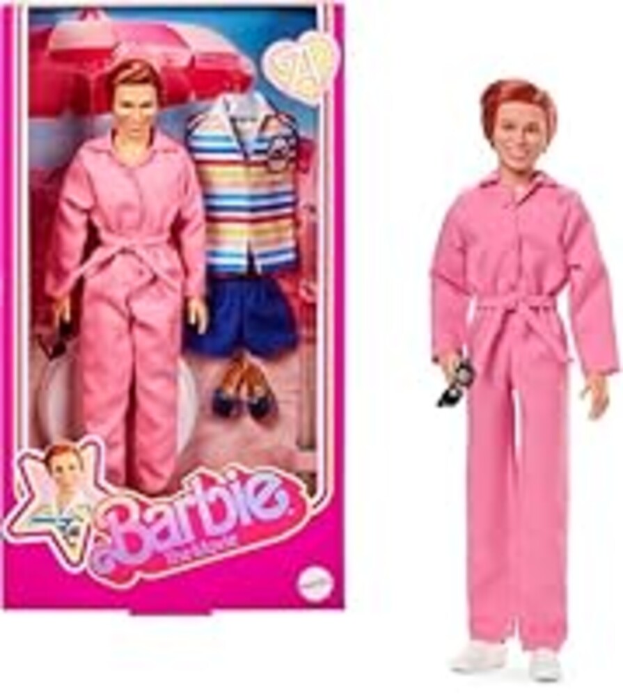 Barbie The Movie Allan Collectible Doll, Michael Cera as Allan with 2 Removable Movie Fashions, Pink Jumpsuit Outfit & Blue Striped Beach Set with Sunglasses