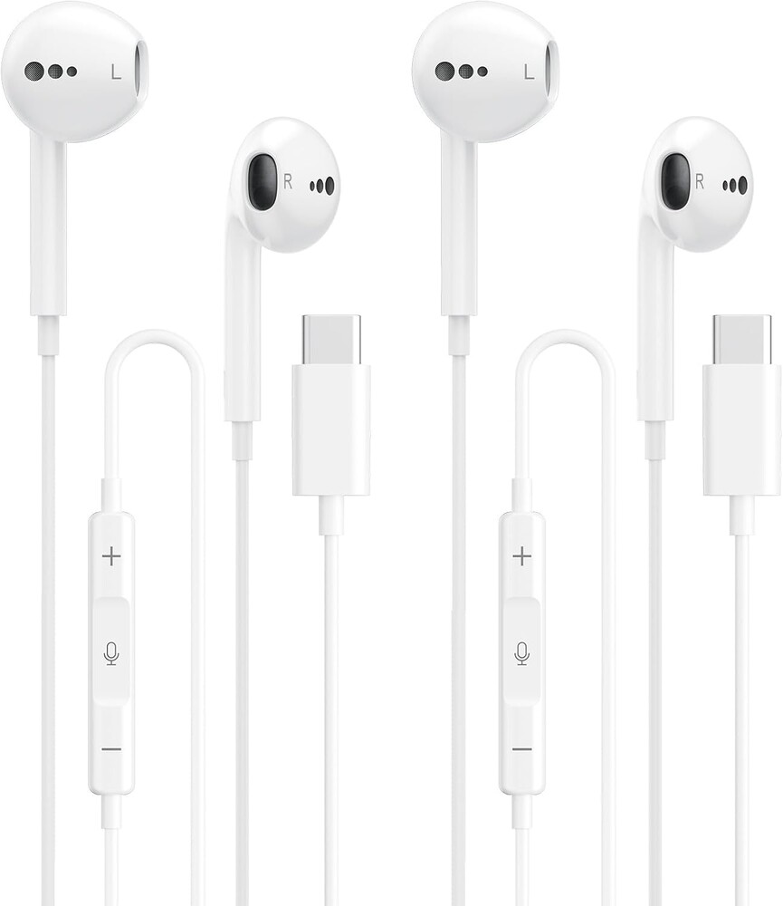 USB C Headphones for iPhone 17 16 15, Wired Earbuds USB C with Microphone & Volume Control, for Apple Headphones Wired, Earphones for iPhone, Android, iPad, Galaxy S25 S24 Ultra, Pixel 9 【2 Packs】