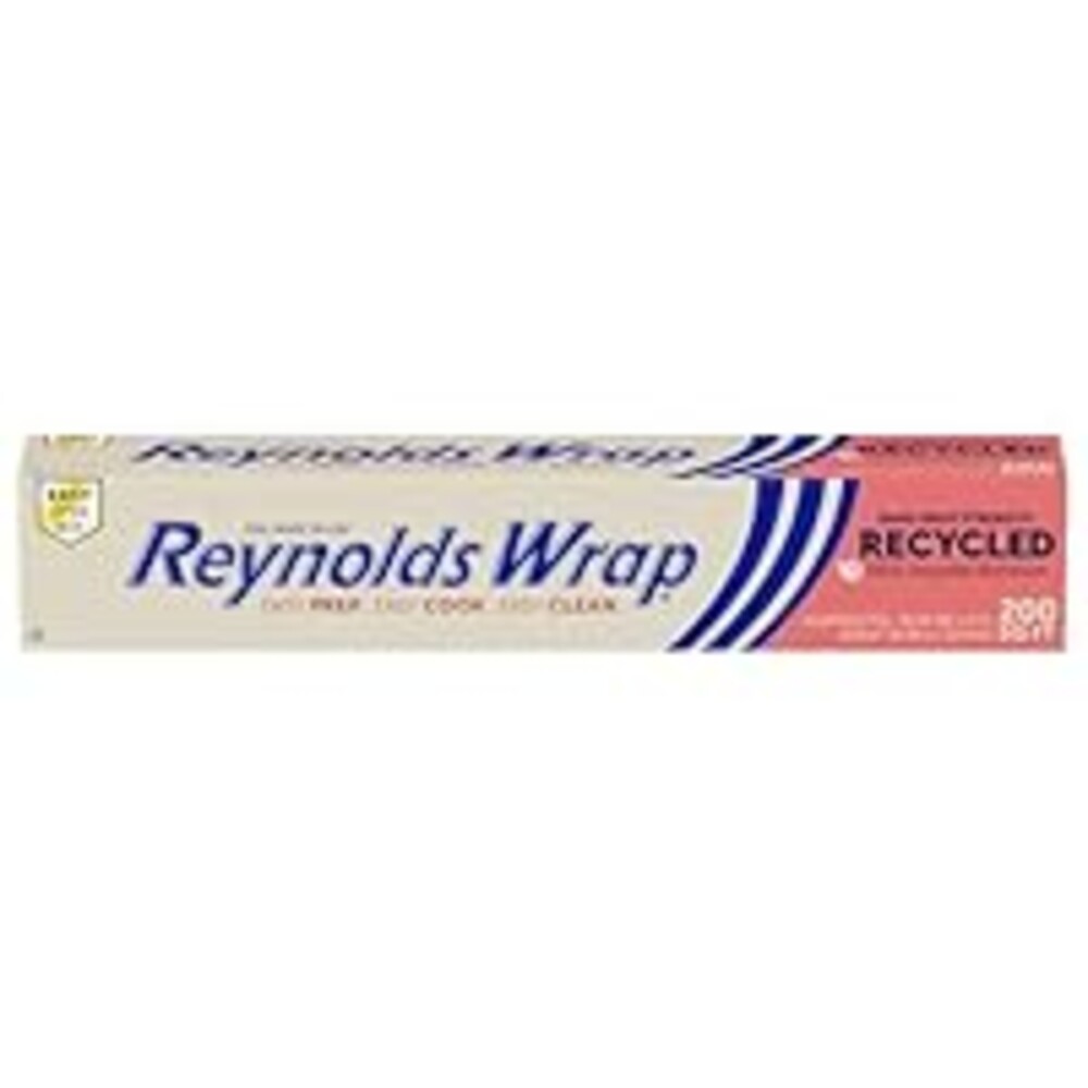 Reynolds Wrap Recycled Aluminum Foil, Recycled Foil Roll, Made From 100% Recycled Materials, With Secure Easy Open and Close Tab, 200 Sq. Ft.