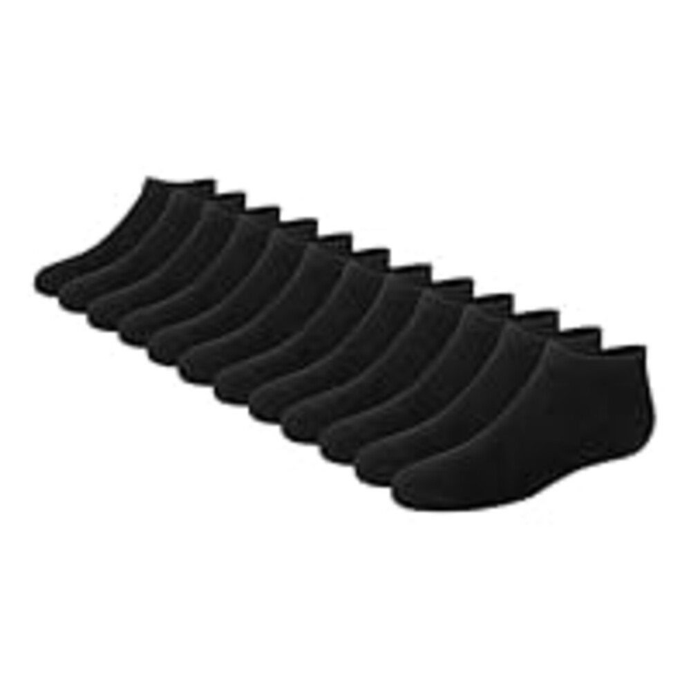 Hanes Boys Socks, Double Tough Cushioned Ankle And No Show, 12-pair Packs Athletic-socks, No Show - Black - 12 Pack, Medium US