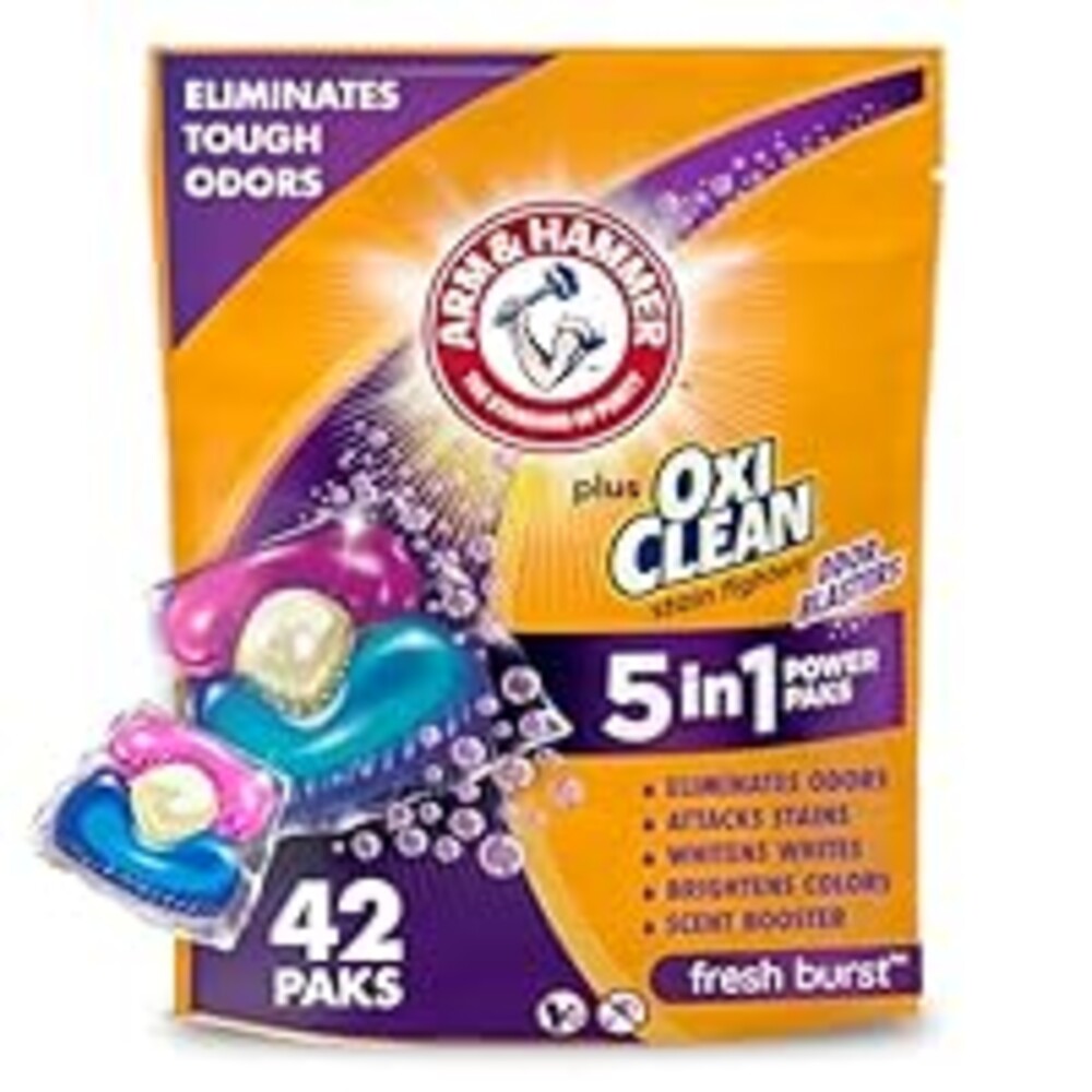 Arm & Hammer Plus OxiClean With Odor Blasters Laundry Detergent 5-IN-1 Power Paks, 42CT (Packaging may vary)