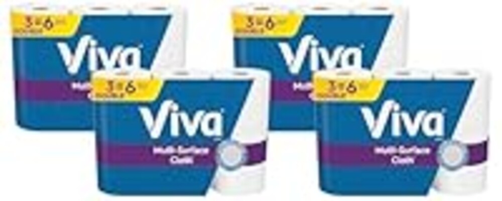 Viva Multi-Surface Cloth Paper Towels, 3 Double Rolls, 110 Sheets Per Roll (Pack of 4)