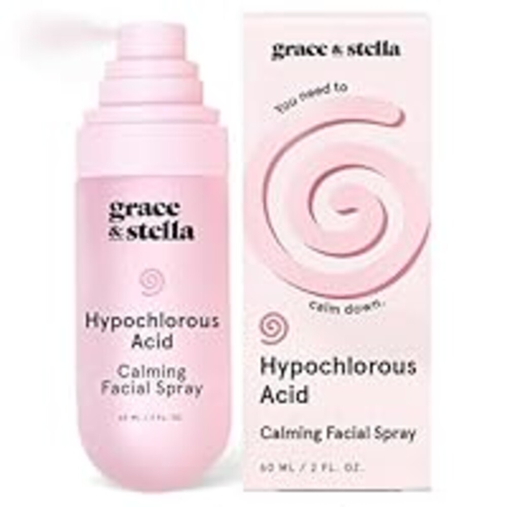 grace & stella Hypochlorous Acid Spray for Face - Body Acne Spray - Gentle Face Mist to Calm Redness & Flare-Ups Back Acne - Soothing Facial Mist for Sensitive Skin - Travel Size (60 ml/2 fl oz)