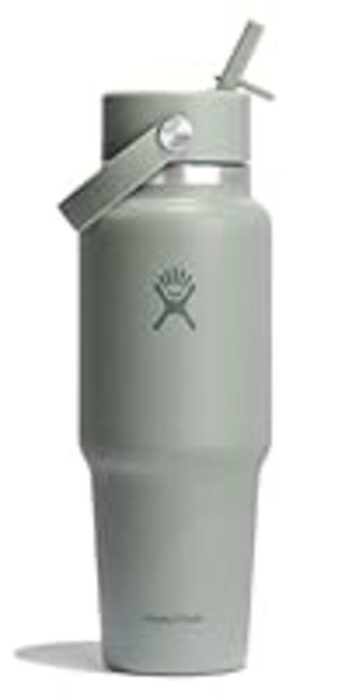 Hydro Flask Travel Water Bottle - Insulated Stainless Steel - Wide Straw Lid, Non Spill, Leakproof in 32 Oz Agave Green