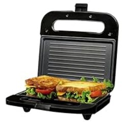 OVENTE Electric Panini Press Grill with Nonstick Plates, LED Indicator Lights, Thermostat Control, Cool Touch Handle, Compact Sandwich Maker Perfect for Cooking Breakfast, Snacks & More, Black GP0401B